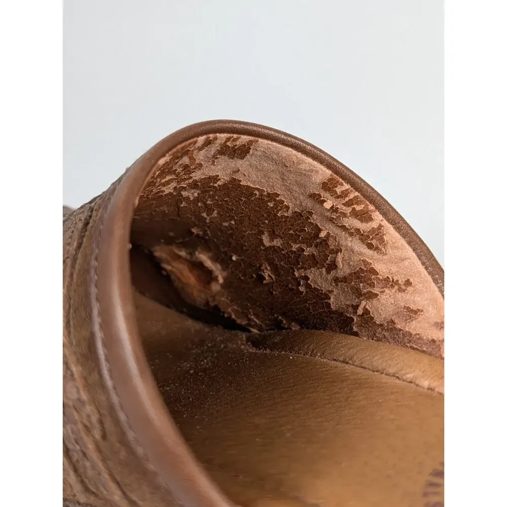 Lucky Brand Womens Wood Leather Platform Block Clogs Brown Size 6.5 M Peace